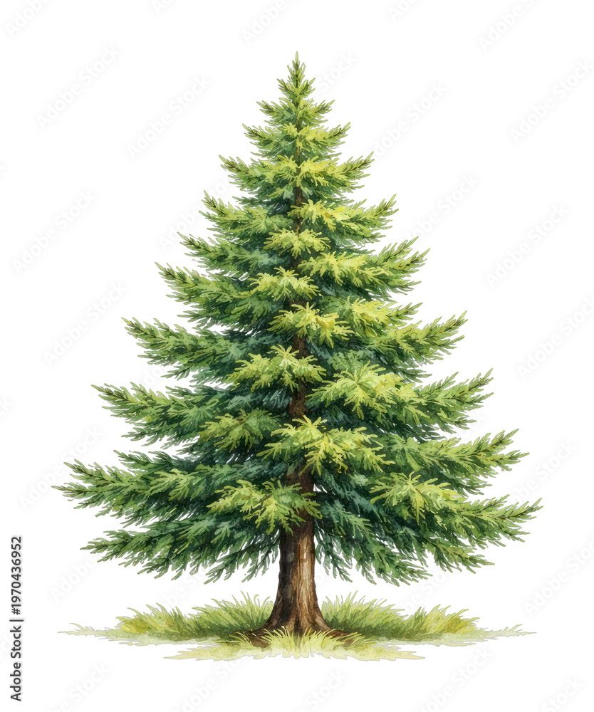 Fototapeta premium PNG Lush evergreen tree illustration.