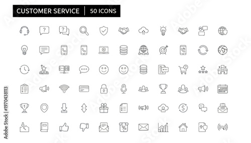 Collection of business related icons and symbols.