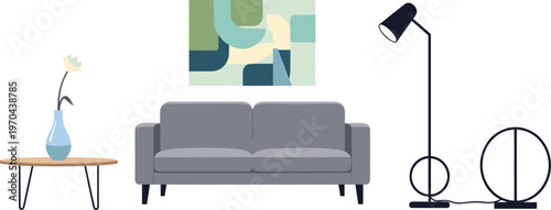 A modern living room setup with stylish furniture and decor