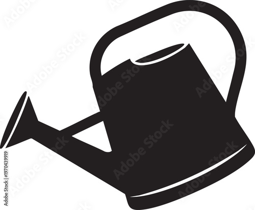 A black silhouette of a watering can