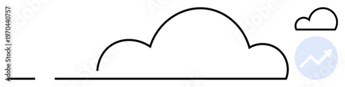 Free Download Business growth, data analysis, cloud storage, digital technology, internet services, economic trends. Minimal cloud outline with rising chart icon. Business growth and data analysis - GFXLoad