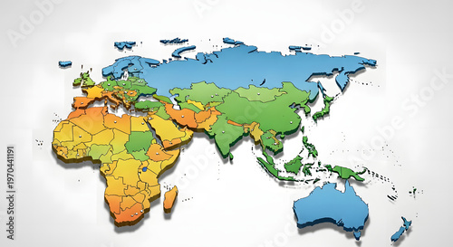 3D Isometric World Map Illustration for Global Business and Logistics