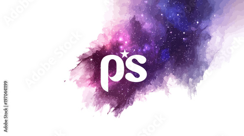Vibrant abstract cosmic splash with swirling purple, pink, and blue nebula-like colors on a clean white background, digital art.