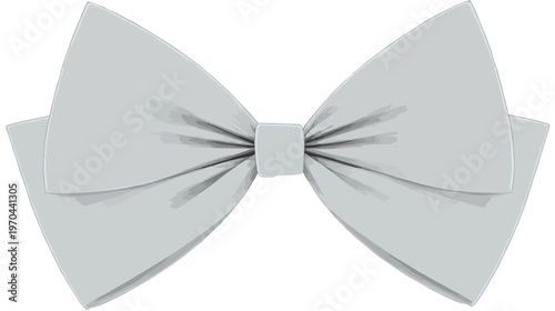 Elegant grey ribbon bow isolated graphic element, perfect for gift wrapping, fashion accessories, invitations, or decorative design.