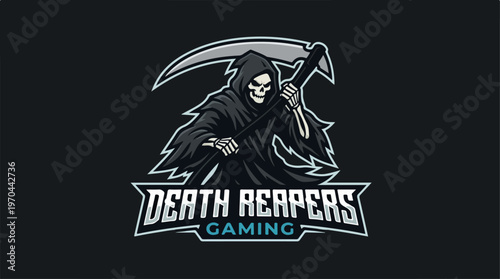 Death Reapers Gaming Logo - Grim Reaper with Scythe and Hood.