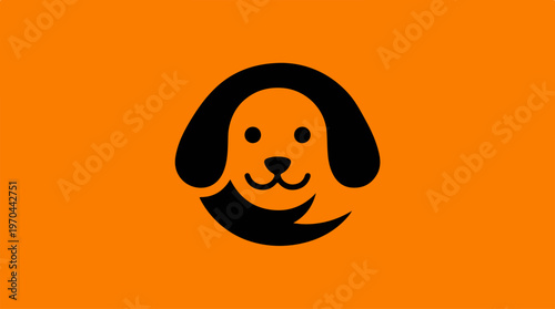 Dog Logo Design - A Simple and Modern Orange Background.