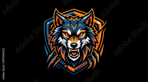 Intense wolf illustration with a fierce expression and detailed design.