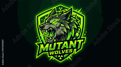 Mutant Wolves Logo - A Fierce and Glowing Wolf Emblem.