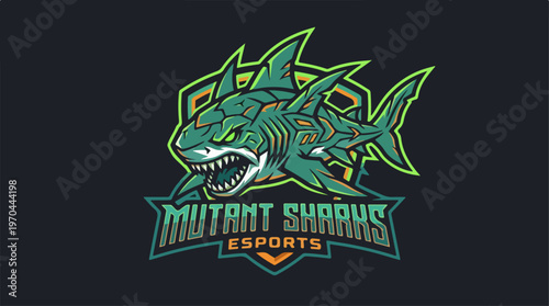 Mutant Sharks Esports Logo Design with Aggressive Shark.