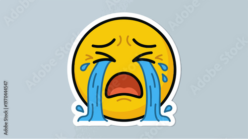 Sad Emoji Crying Tears, Expressing Sadness and Emotional Pain.