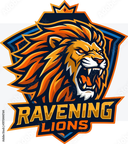 The fierce and majestic roaring lion emblem of the Ravening Lions team.