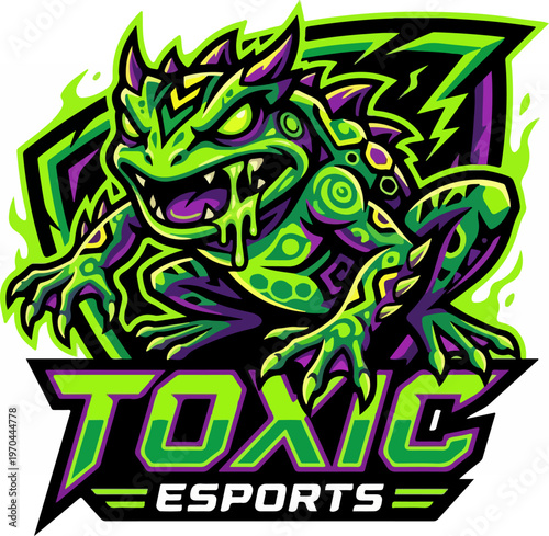 Toxic Esports Logo - A Vibrant and Aggressive Gaming Mascot.