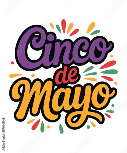 Colorful celebration text for cinco de mayo festivities