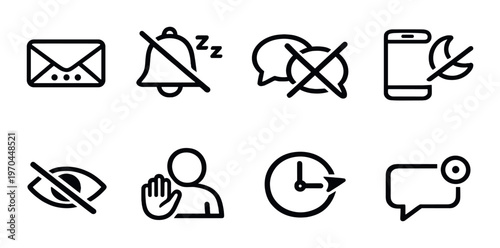 Message and notification icons showing do not disturb on gray