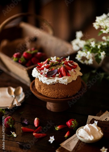 christmas cake with red currant