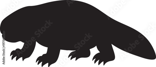 Silhouette of a pangolin walking