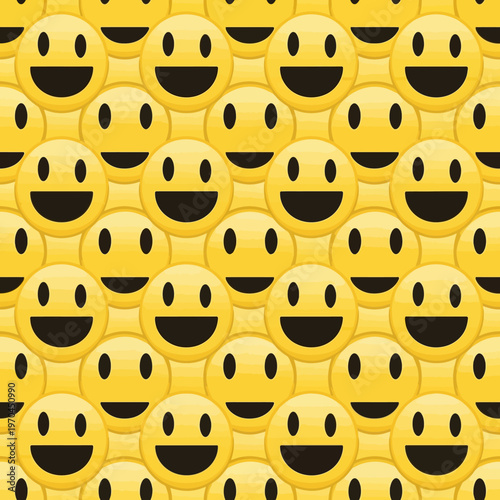 Seamless Pattern of Happy Yellow Smiley Faces.
