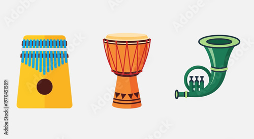 African Music Instruments: Kalimba, Djembe Drum, and Horn