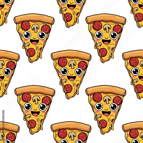 Cute Cartoon Pizza Slices Pattern.