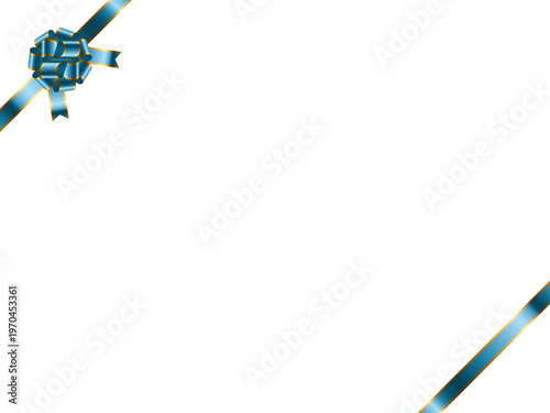 リボン花、縁、斜F、5水色