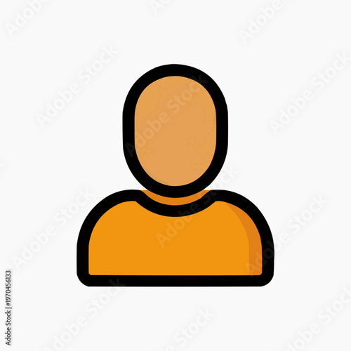Flat vector illustration of a simple human profile icon, suitable for user interfaces, app designs, or website navigation.