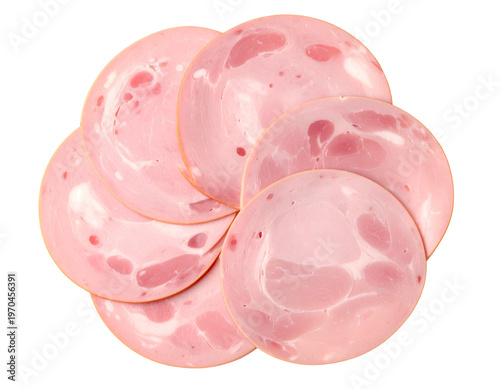 Sliced deli meat arranged in a circular pattern