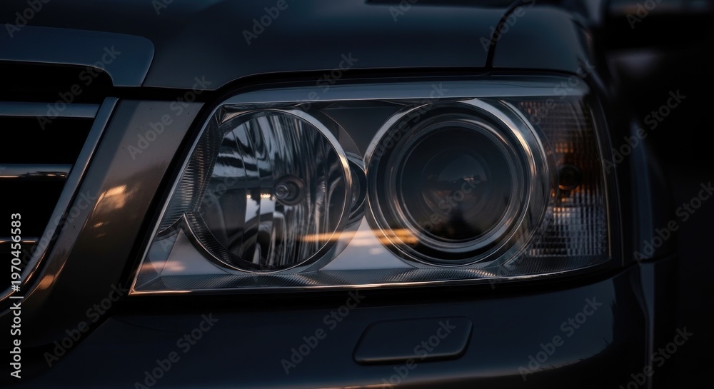 Fototapeta premium Close-up of a car headlight.