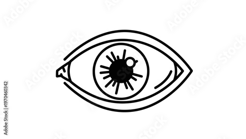 Simple black and white line art illustration of an eye, ideal for representing vision, sight, awareness, and observation.
