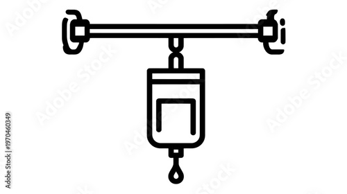 Intravenous (IV) Drip Bag Line Icon for Medical Treatment, Hospital Care, and Fluid Infusion Therapy