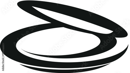 Modern abstract black and white graphic design featuring dynamic curved elliptical shapes, perfect for branding, logo, and web elements