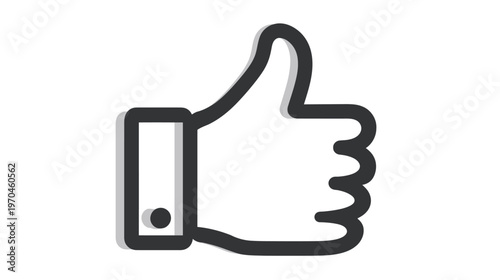 Minimalist Thumbs Up Icon Outline. Positive Feedback, Approval, Like Symbol, Good Agreement Graphic Element