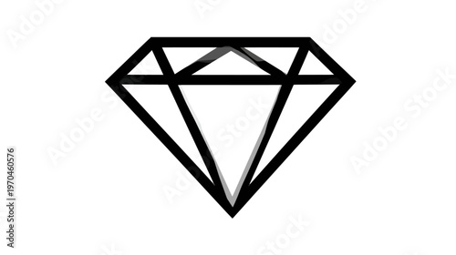 Minimalist black outline diamond illustration on white background. Elegant gemstone icon for luxury and jewelry design.