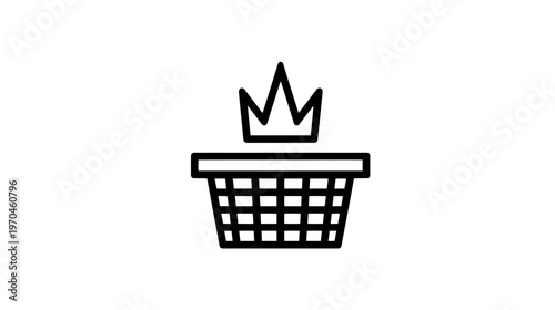 Exclusive Shopping Cart Icon with Crown. Top Product Outline Vector Illustration for E-commerce and Retail.