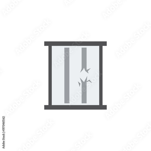 Broken Window Icon Representing Damage or Shattered Glass Symbolizing Privacy Concerns and Security Issues