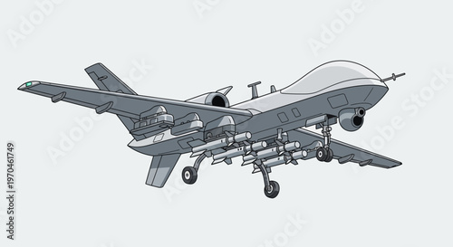 Military reconnaissance drone aircraft detailed side view