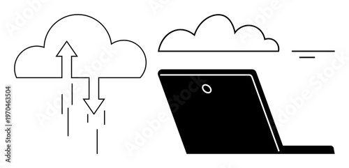 Cloud computing concept. Cloud computing facilitates seamless data transfer between devices and online storage. Cloud computing enables efficient data sharing and storage. technology, cloud storage