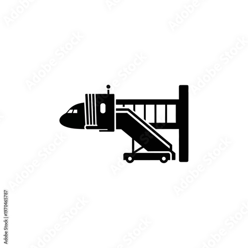 A solid boarding bridge jetway illustration representing airport transportation and passenger access to an aircraft