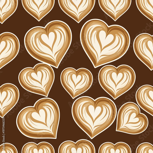 Heart Shaped Coffee Latte Art Pattern Seamless.