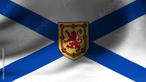 Waving Flag of Nova Scotia Canada Slow Motion Close Up