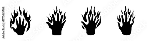 Abstract fire hands vector design flames illustration burning fingers art graphic elements set