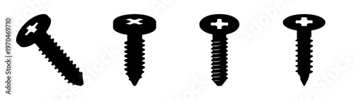 Illustration of various types of screws and fasteners for woodworking and construction projects