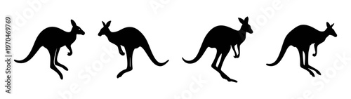 Silhouette kangaroo vector art featuring australian wildlife animals in black and white illustration