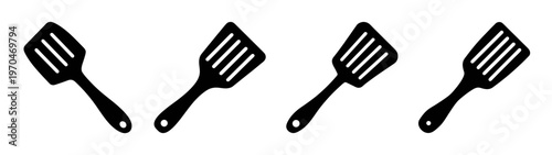 Black spatula kitchen utensil set for cooking flipping and serving food grilling accessories tools