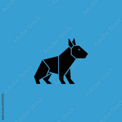 Geometric Black Dog Silhouette Origami Style.