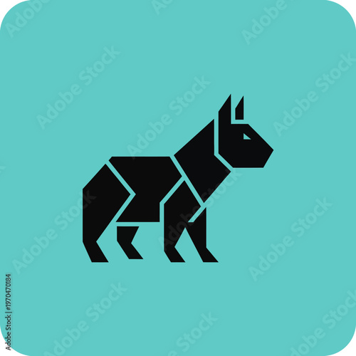 Geometric Origami Dog Silhouette Icon.