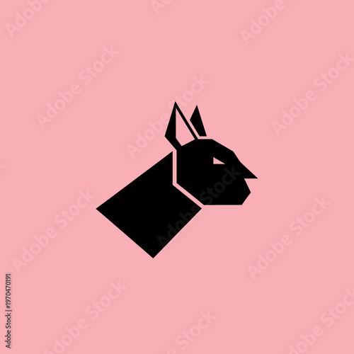 Minimalist Black Dog Head Silhouette Icon.