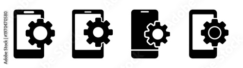 Mobile app development process optimization and settings for android and ios platforms design vector