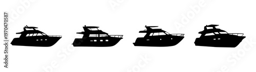 Silhouette of boats yachting and maritime transport for nautical design and boat trip concept