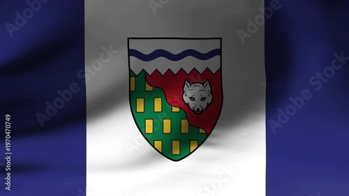 Waving Flag of Northwest Territories Slow Motion Close Up