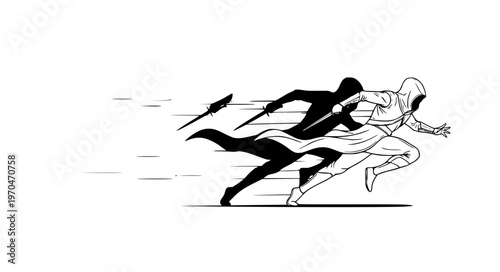 Assassin Motion Vector with Shadow Clone Effect and Dynamic Action Silhouettes